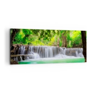 Quadro em tela - Cascata verde - 100x40 cm