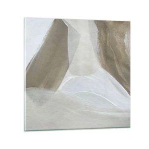 Quadro em vidro - Uma onda de branco - 50x50 cm