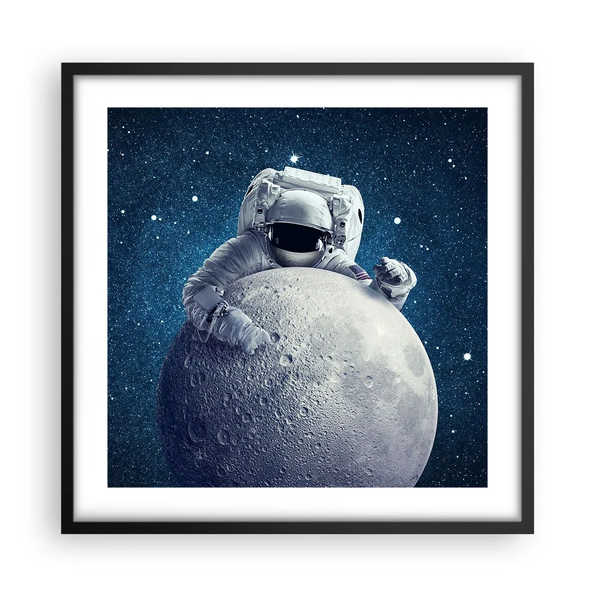 Pôster com moldura preta - Coringa do espaço - 50x50 cm