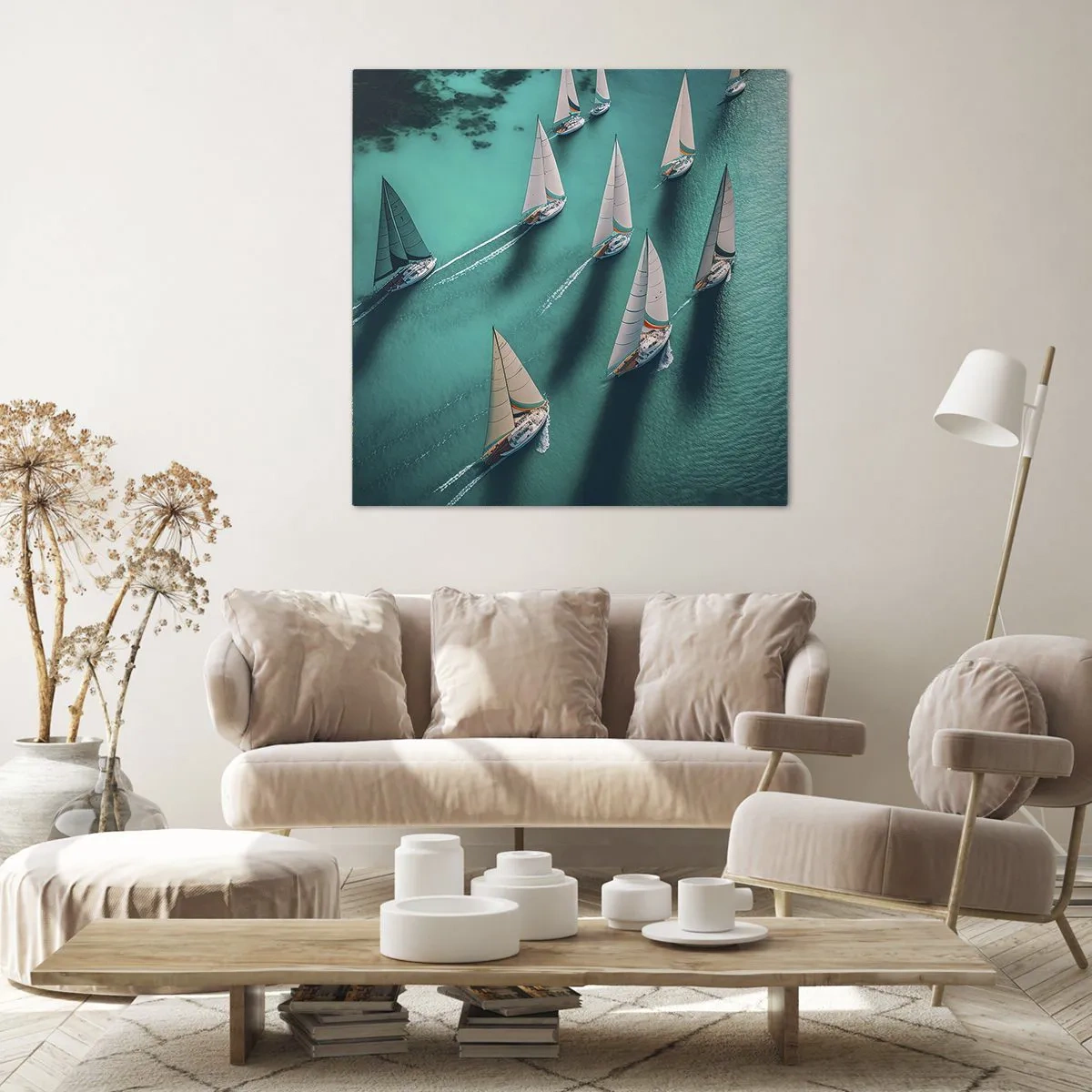 Quadro em tela - Numa competição com o vento - 50x50 cm