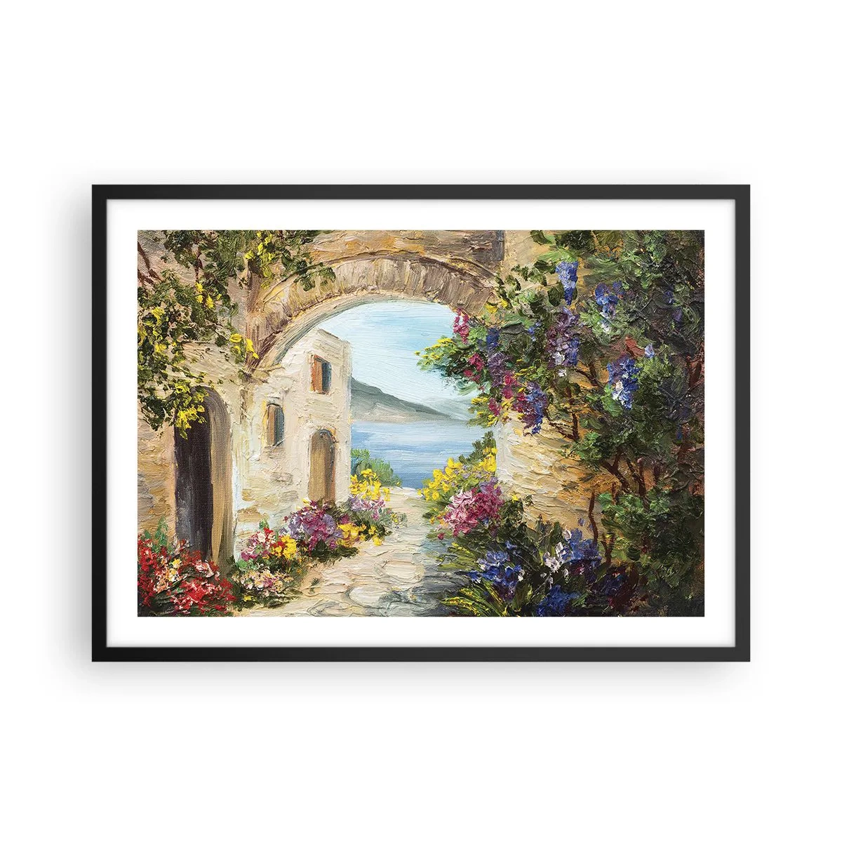 Pôster com moldura preta - O encanto da província costeira - 70x50 cm