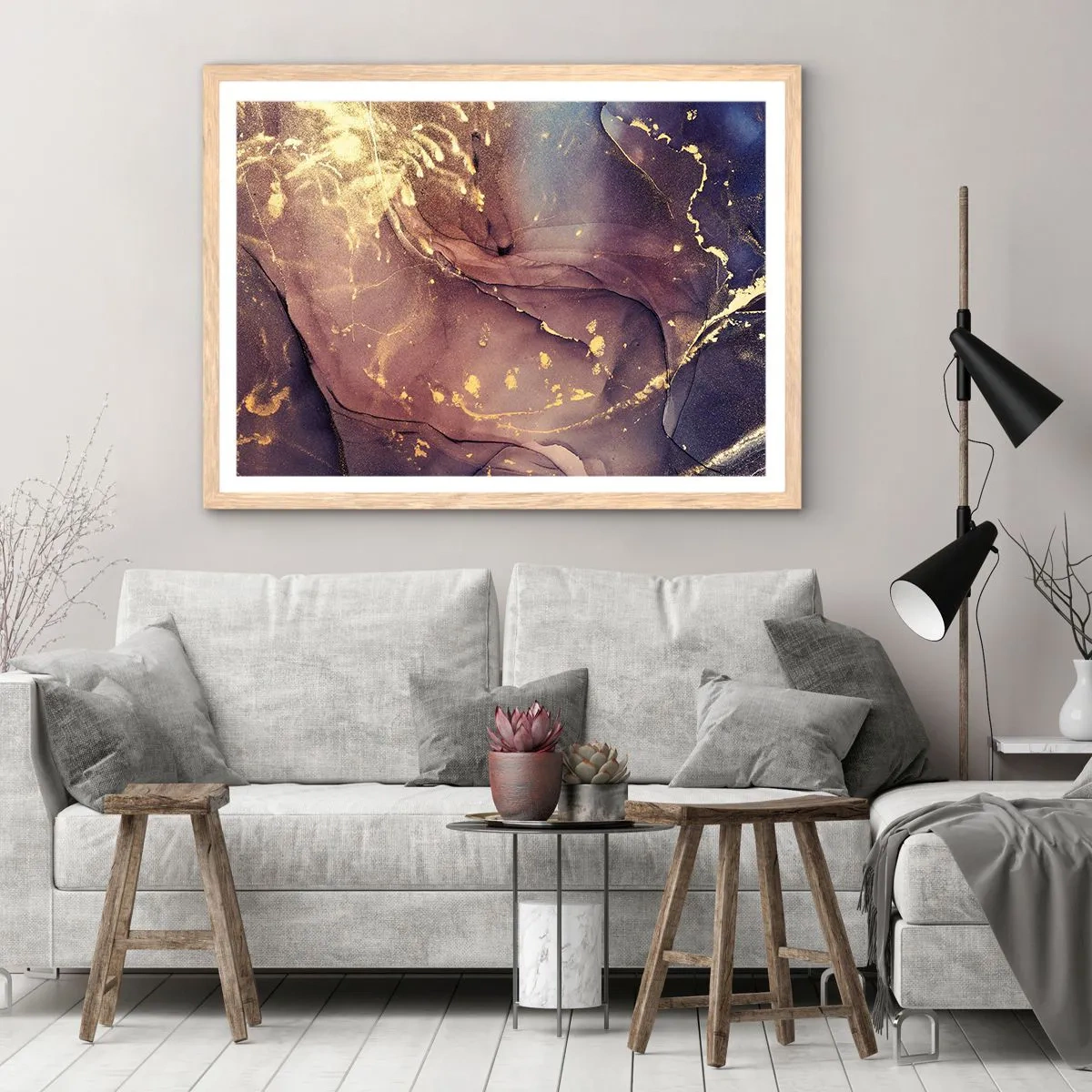 Pôster com moldura de carvalho claro - Matéria e espírito - 100x70 cm