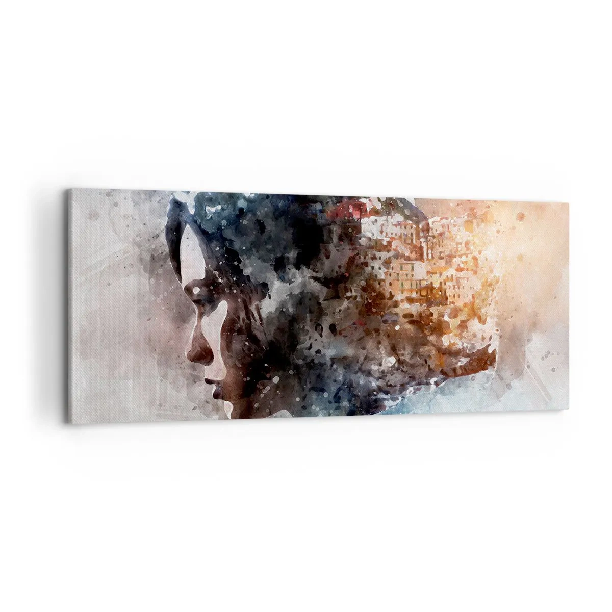 Quadro em tela - Uma história sobre uma menina e uma cidade ao fundo - 100x40 cm