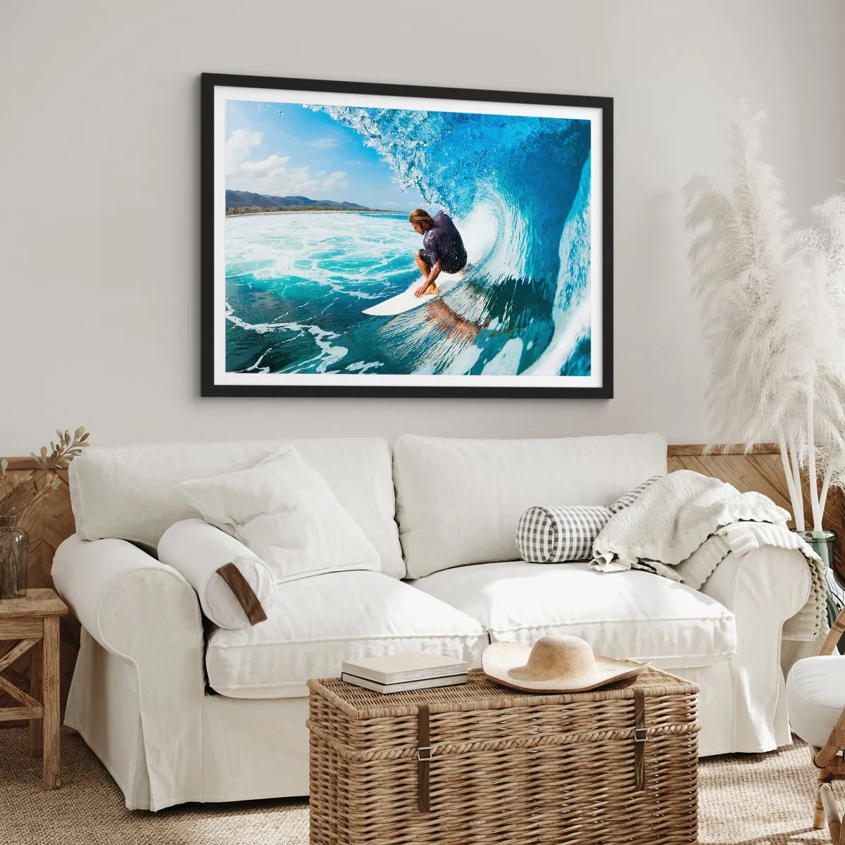 Pôster com moldura preta - Dançando com as ondas - 70x50 cm
