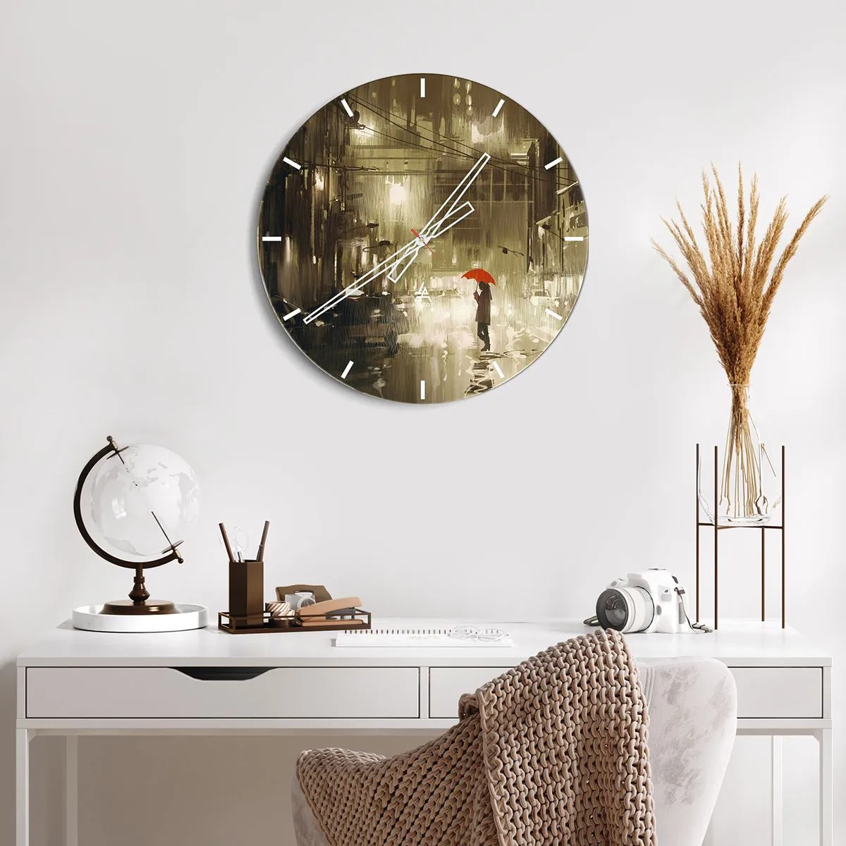 Relógio de parede - Relógio em vidro - Sozinha, mas não solitária - 40x40 cm