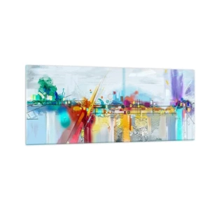 Quadro em vidro - Ponte da alegria sobre o rio da vida - 100x40 cm