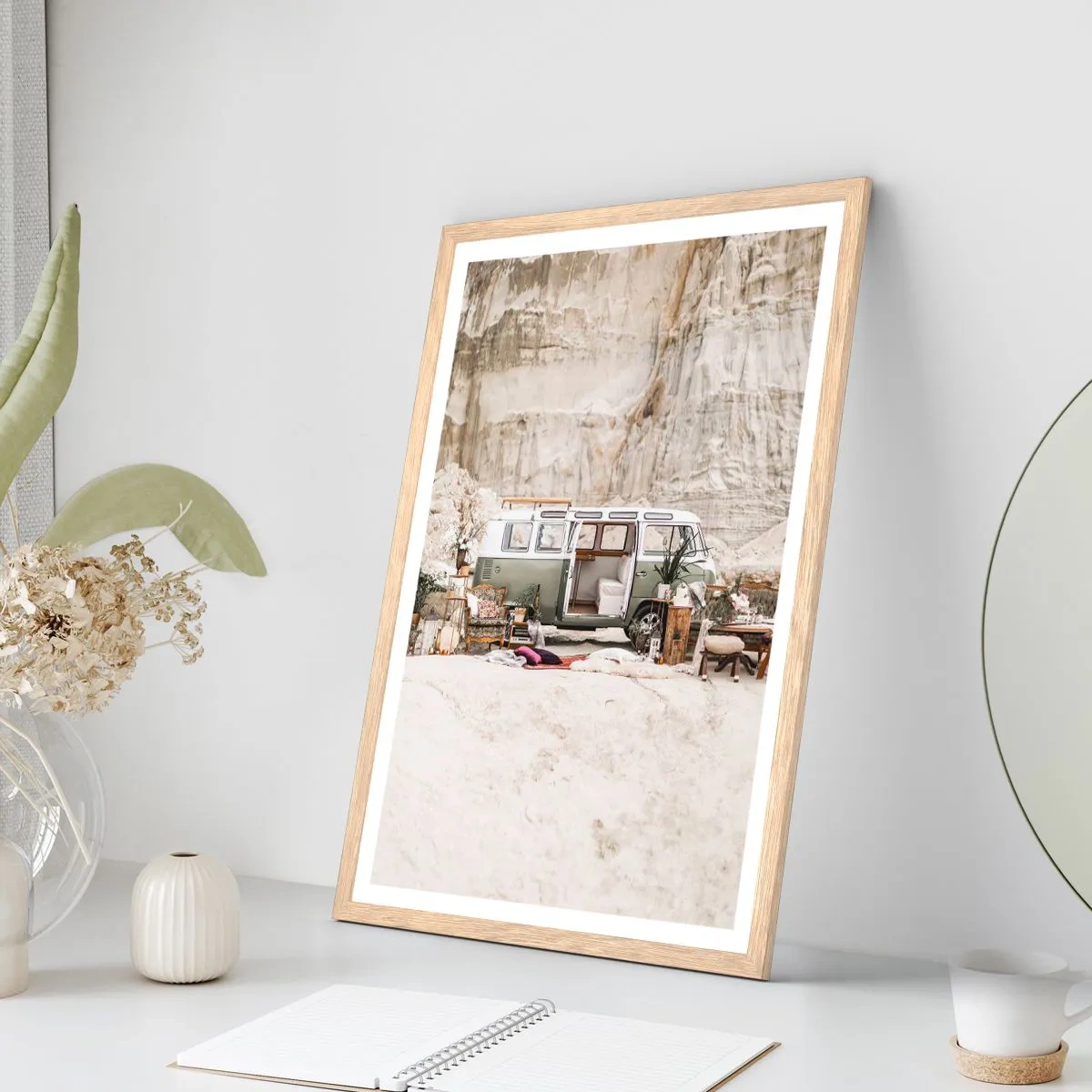 Pôster com moldura de carvalho claro - É hora de começar a jornada - 30x40 cm