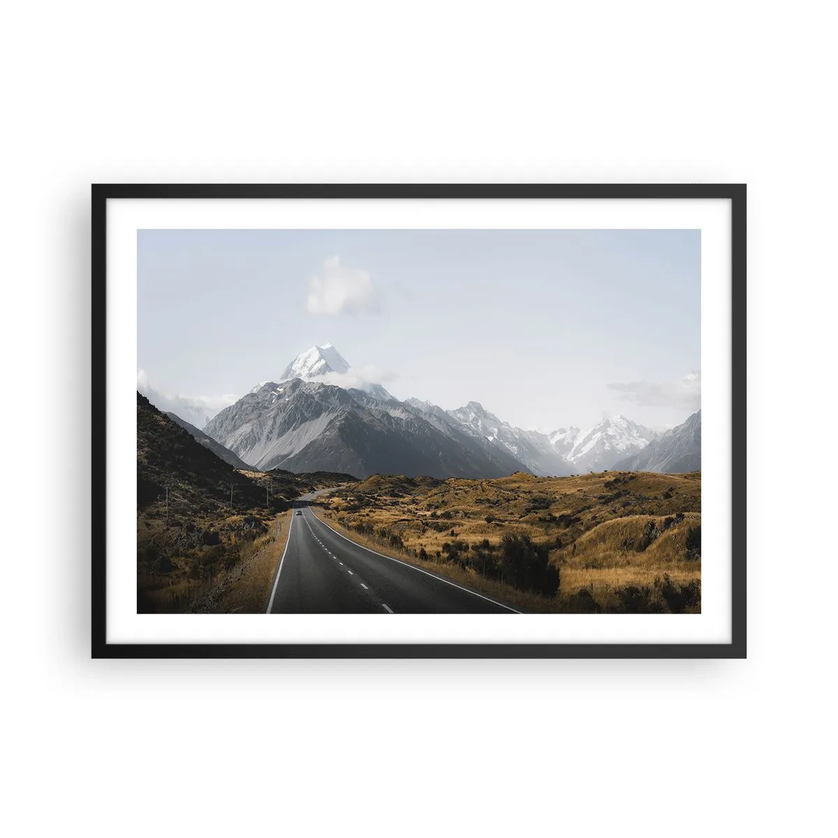 Pôster com moldura preta - O caminho para o coração das montanhas - 70x50 cm