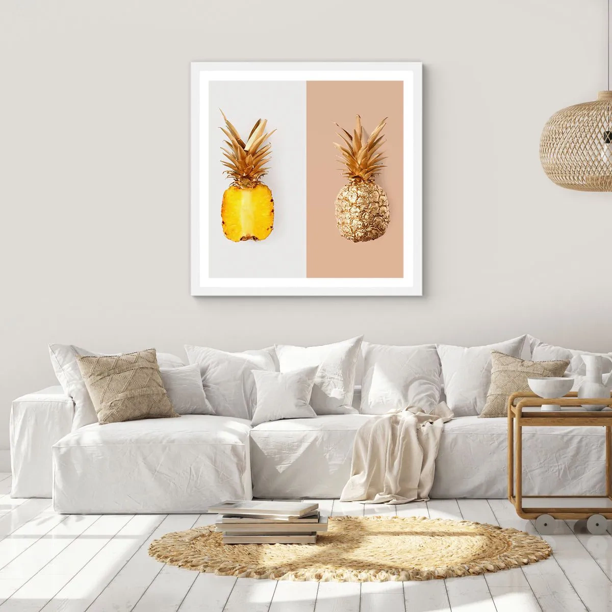 Pôster em moldura branca - Ananás para nós - 50x50 cm
