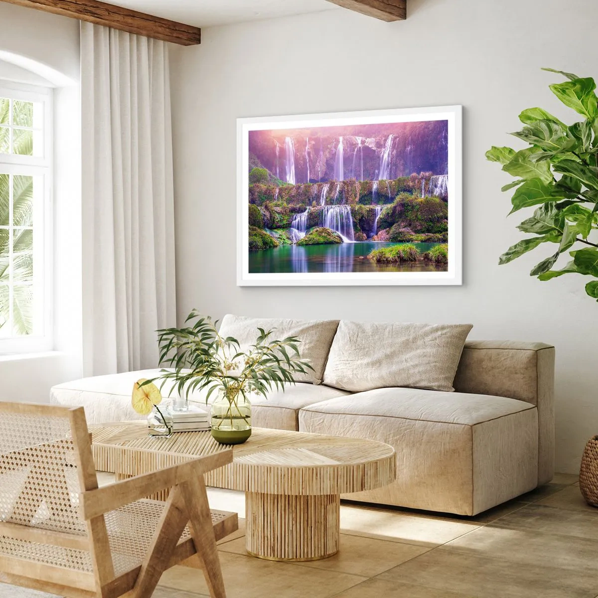 Pôster em moldura branca - Escadas para o céu - 50x40 cm