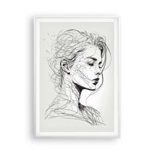Pôster em moldura branca - Retrato em pensamento - 70x100 cm