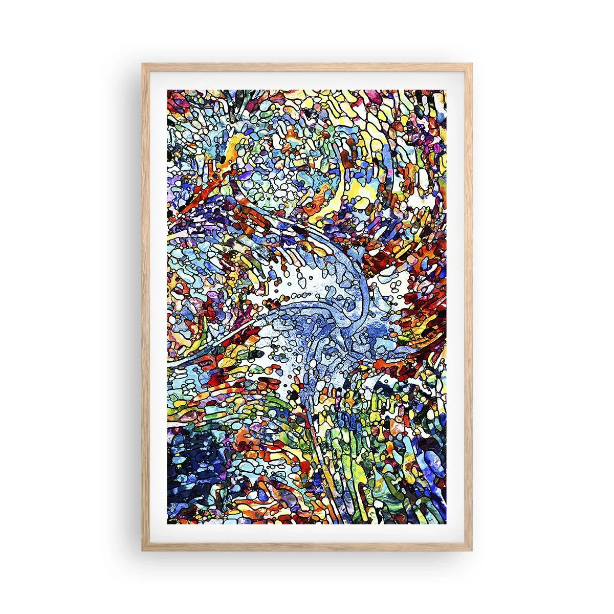 Pôster com moldura de carvalho claro - Vitrais gotejantes - 61x91 cm