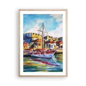 Pôster com moldura de carvalho claro - Tarde de arco-íris - 50x70 cm