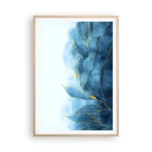 Pôster com moldura de carvalho claro - Azul dourado - 70x100 cm