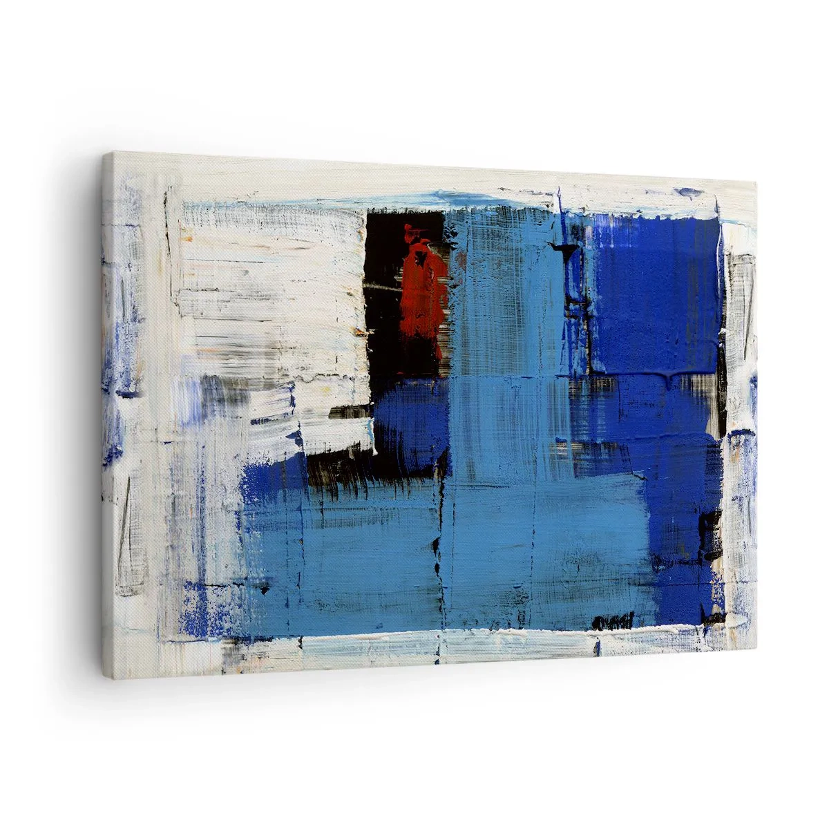 Quadro em tela - Composição abstrata em tons de azul e branco - 70x50cm - O segredo do azul - Decoração de parede moderna para a sala de estar e quarto ARTTOR