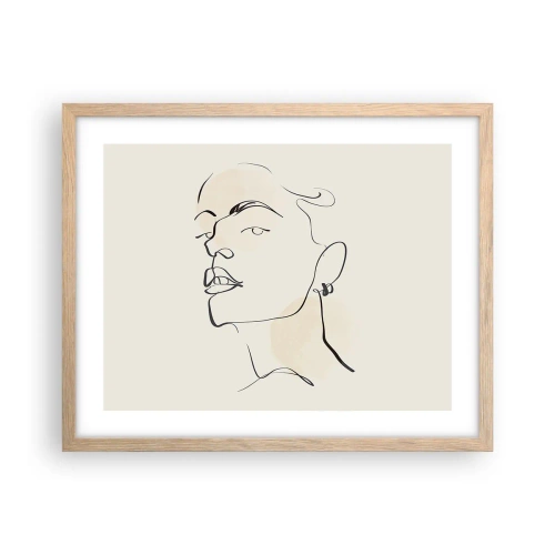 Pôster com moldura de carvalho claro - Olhar orgulhoso - 50x40 cm