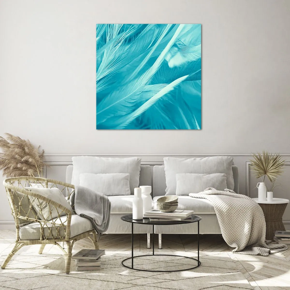 Quadro em vidro - Afogado em penugem - 40x40 cm