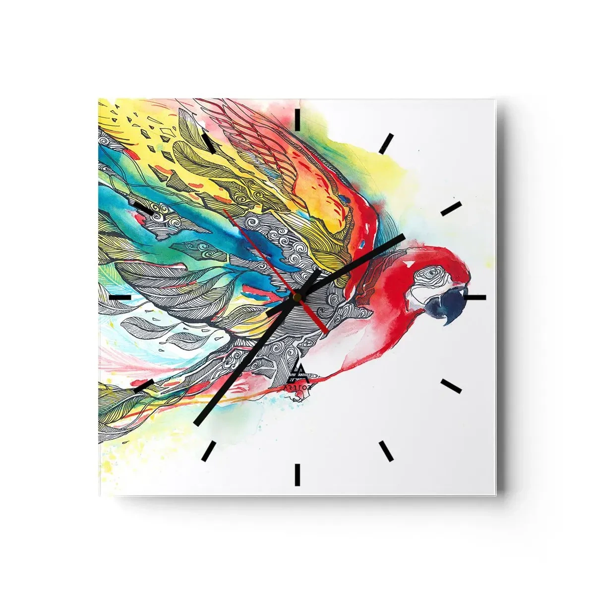 Relógio de parede - Relógio em vidro - Viva com cor - 30x30 cm