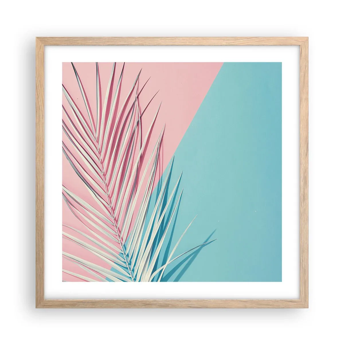 Pôster com moldura de carvalho claro - Impressão tropical - 50x50 cm