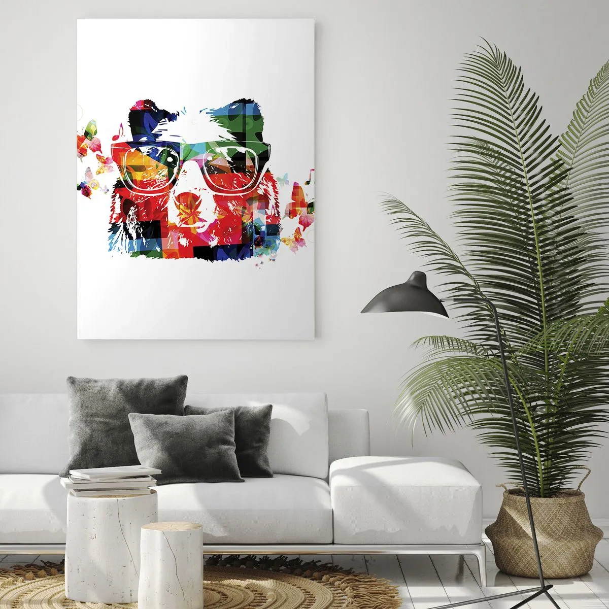 Quadro em vidro - Urso da moda - 50x70 cm