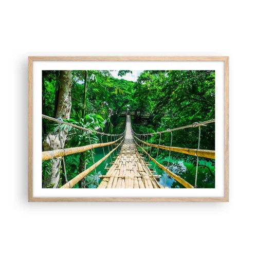 Pôster com moldura de carvalho claro - Ponte de macacos sobre a vegetação - 70x50 cm