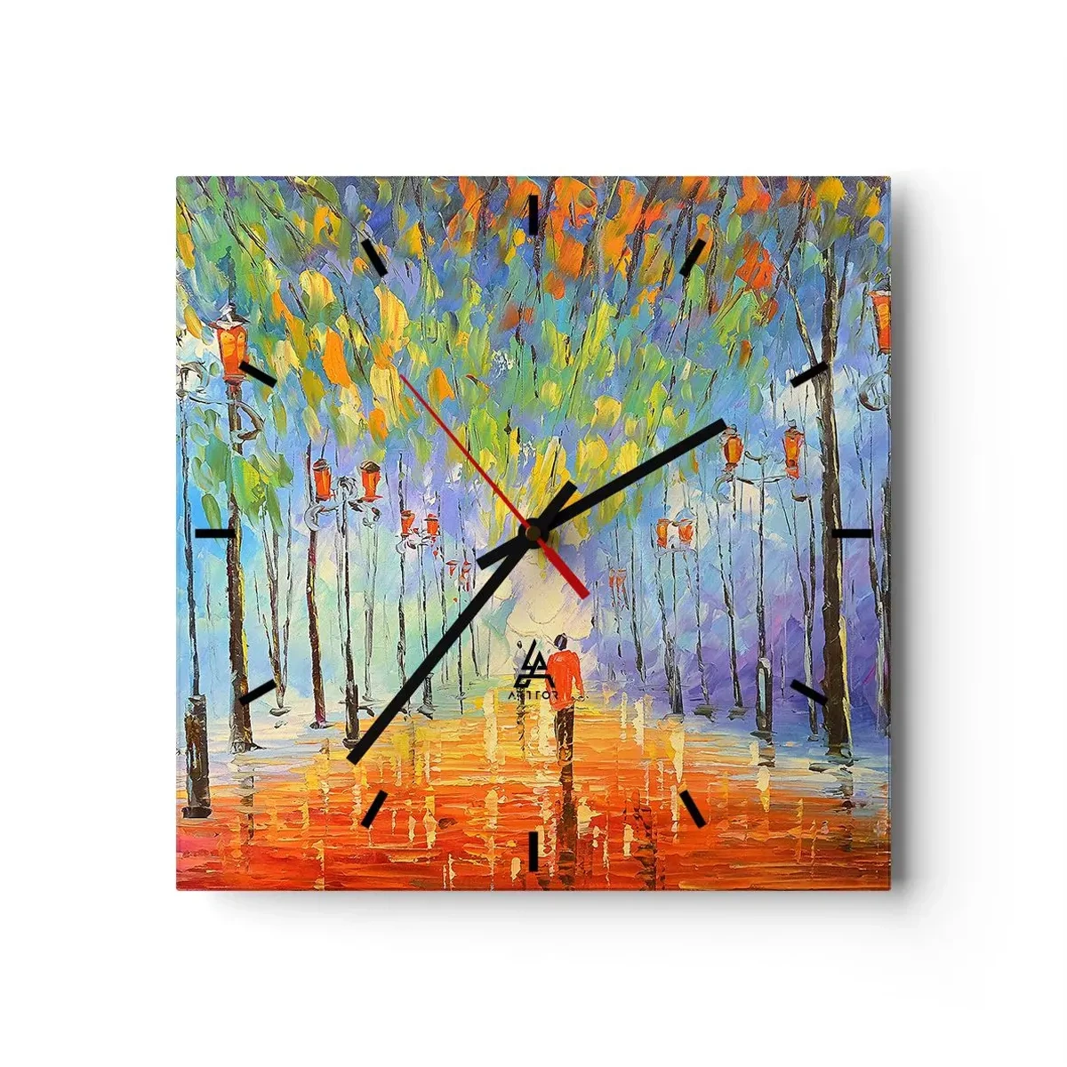 Relógio de parede - Relógio em vidro - Canto nocturno da chuva - 30x30 cm