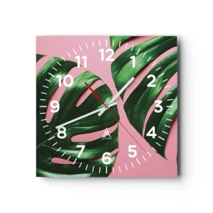 Relógio de parede - Relógio em vidro - Encontro verde - 40x40 cm