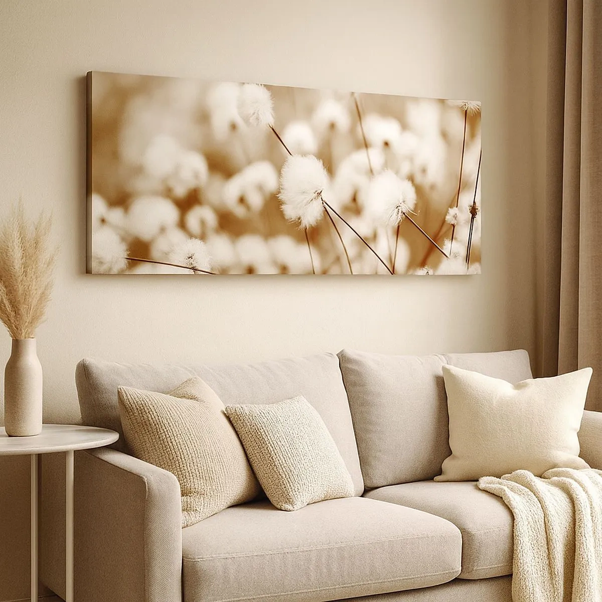 Quadro em tela - Campos felpudos - 100x40 cm