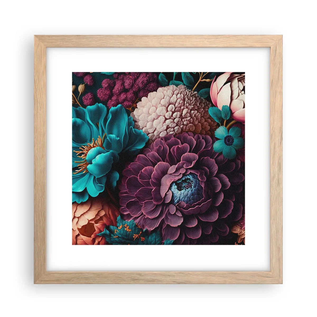 Pôster com moldura de carvalho claro - Natureza em abundância - 30x30 cm