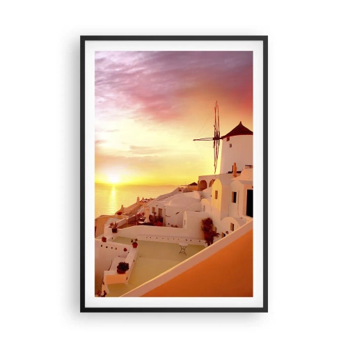 Pôster com moldura preta - Derreter em branco e ouro - 61x91 cm