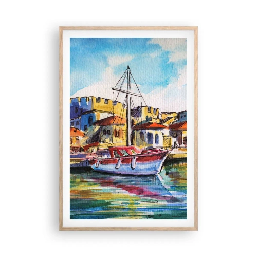 Pôster com moldura de carvalho claro - Tarde de arco-íris - 61x91 cm