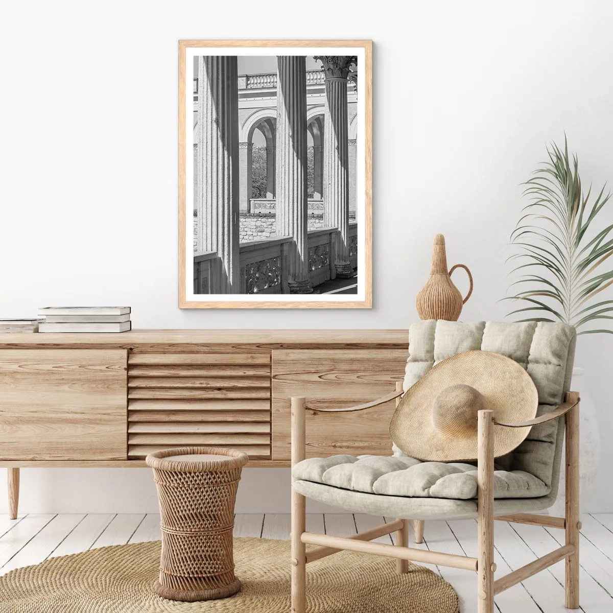Pôster com moldura de carvalho claro - Arcada ensolarada - 70x100 cm