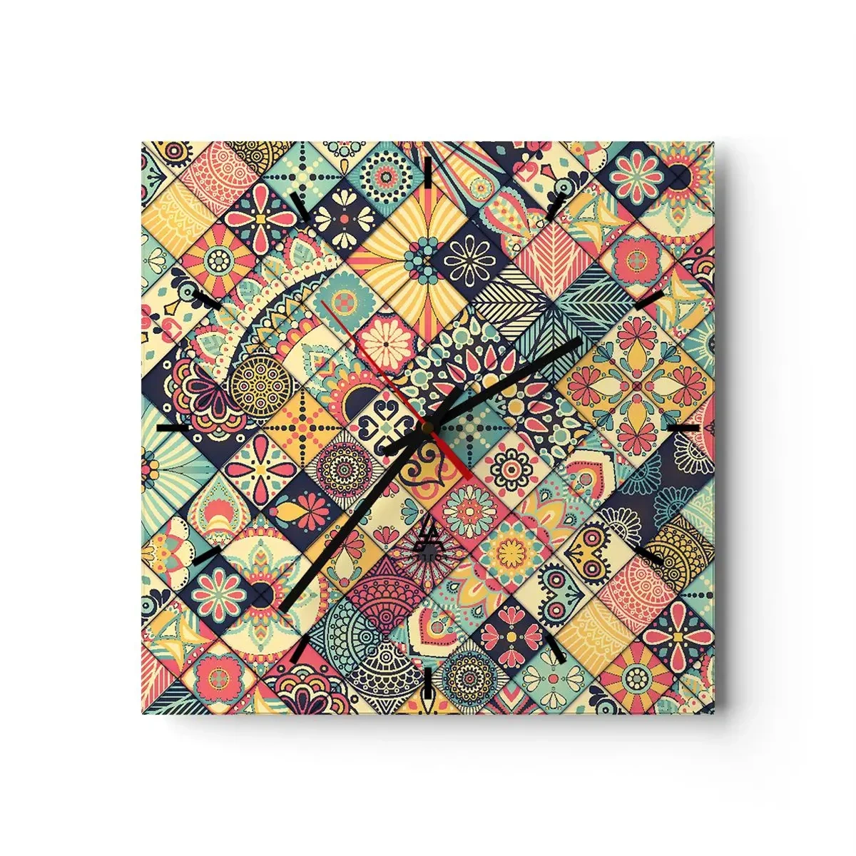 Relógio de parede - Relógio em vidro - Vibrações marroquinas - 30x30 cm