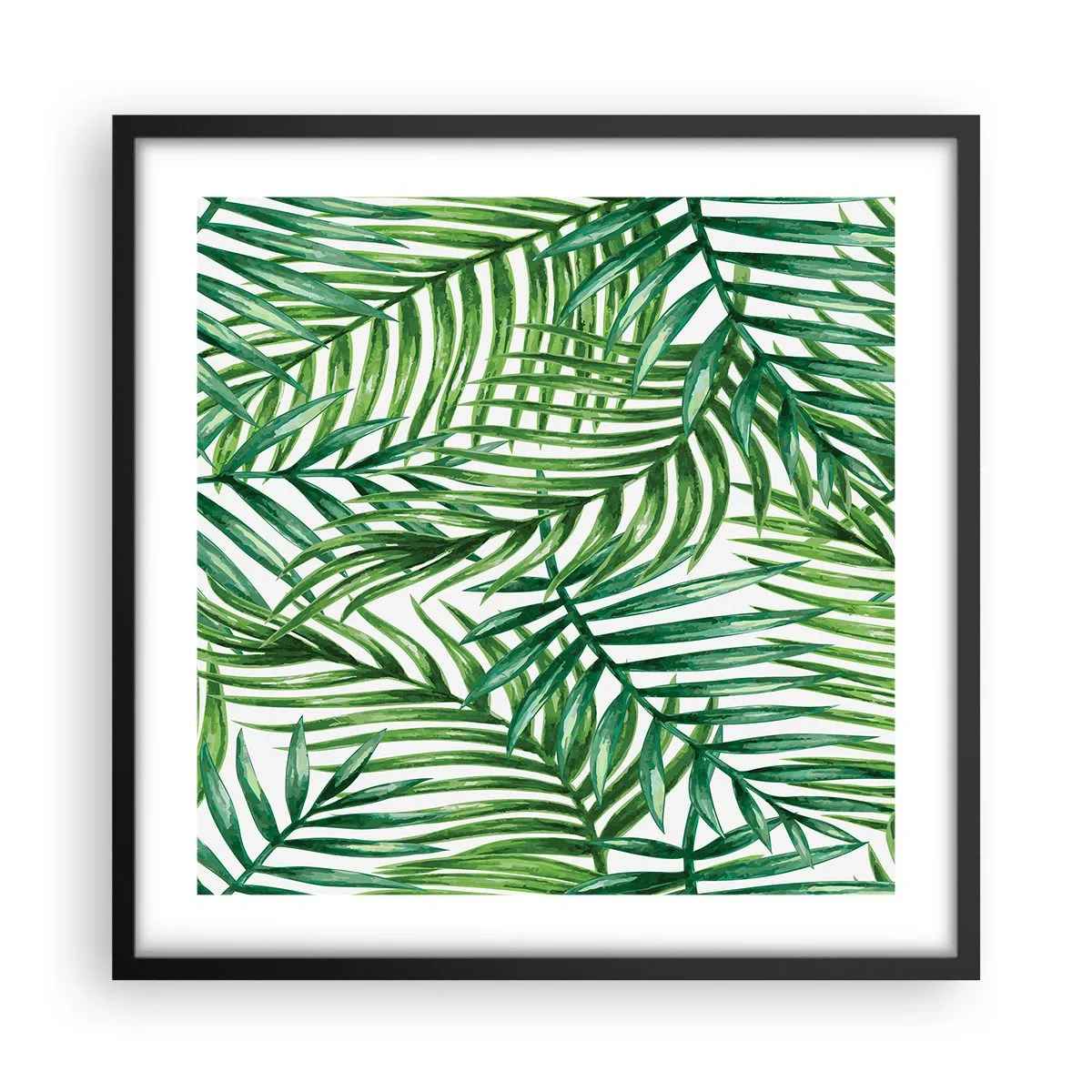 Pôster com moldura preta - Sob as folhas verdes - 50x50 cm