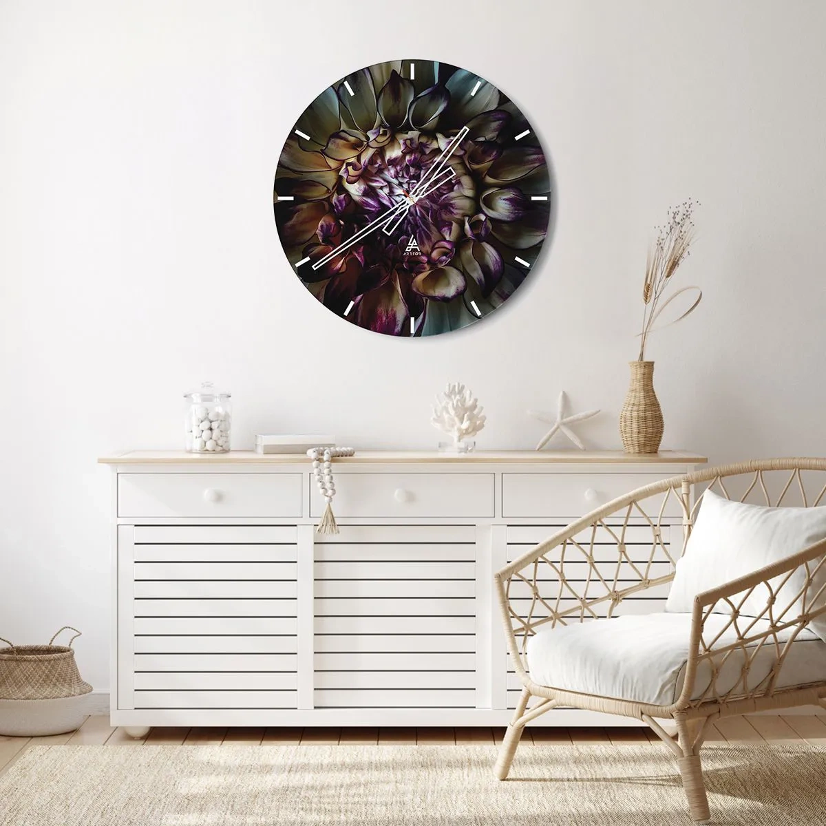 Relógio de parede - Relógio em vidro - O florescimento da juventude - 40x40 cm