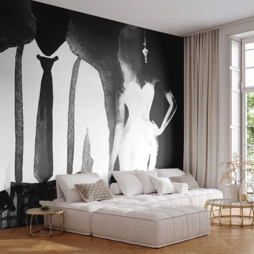 Papel de Parede Premium Canvas - Num clima noir - Abstração, Mulher e Homem, Moda - 200x140 cm