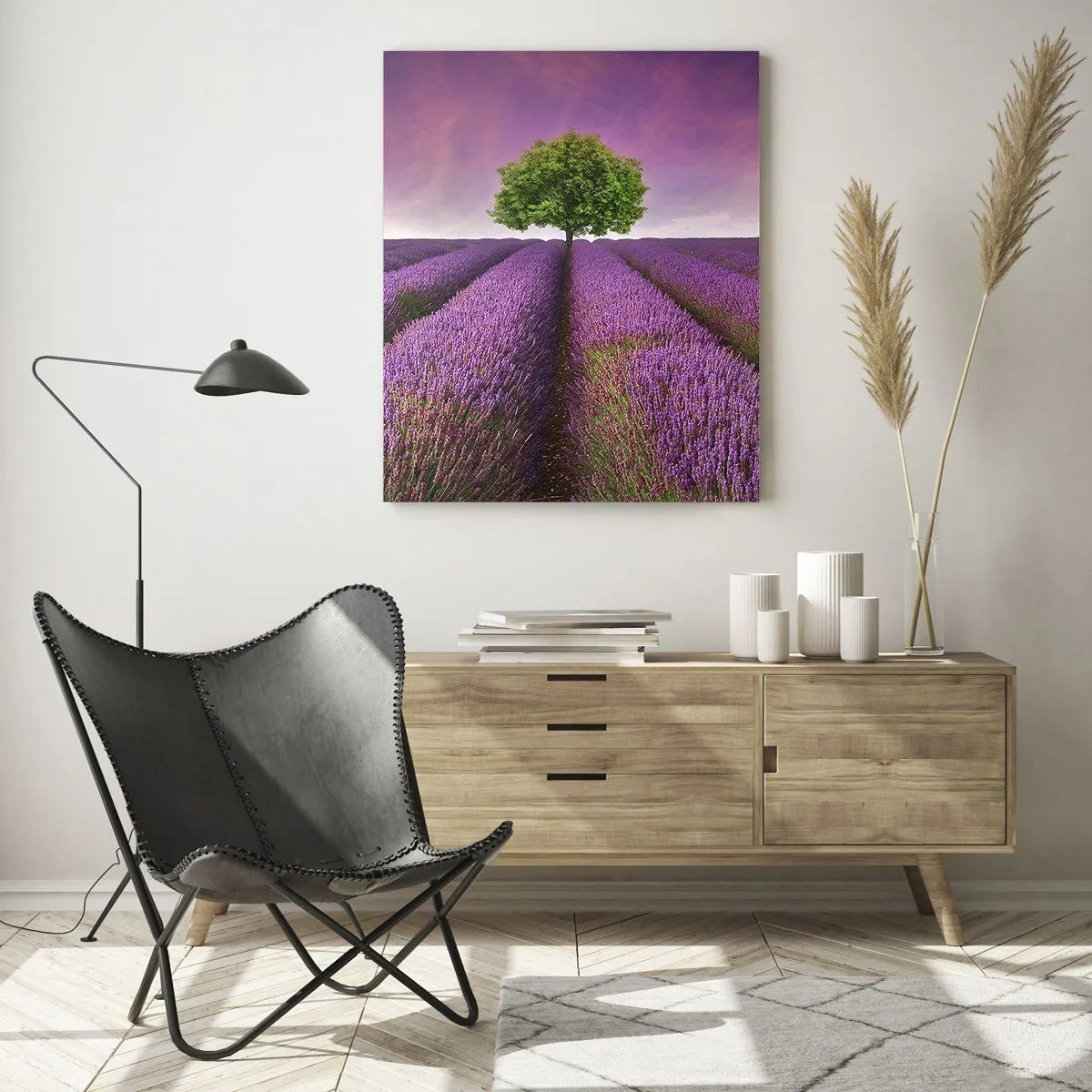 Quadro em vidro - Nos campos de lavanda - 50x70 cm