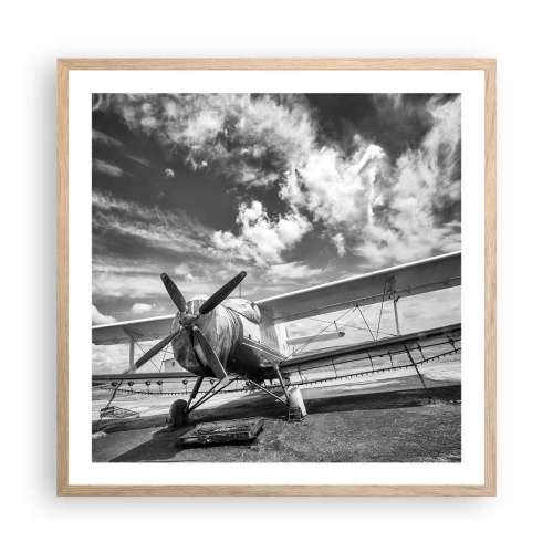 Pôster com moldura de carvalho claro - Mal posso esperar! - 60x60 cm