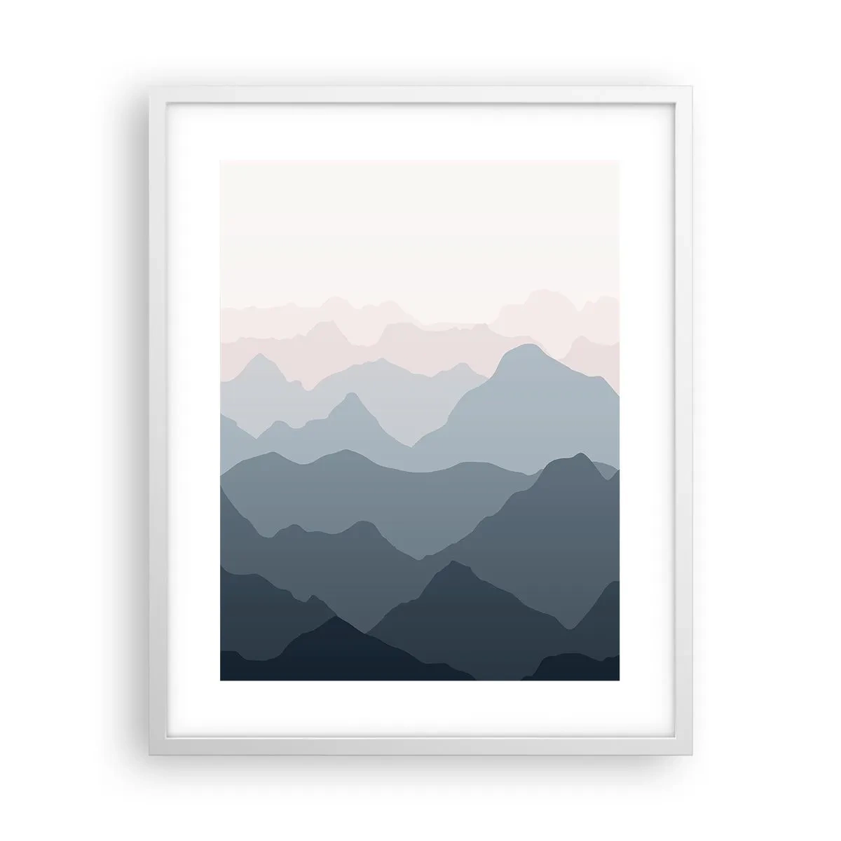 Pôster em moldura branca - Ondas de montanha - 40x50 cm