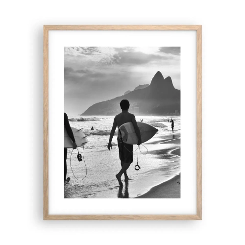 Pôster com moldura de carvalho claro - Samba para uma onda - 40x50 cm