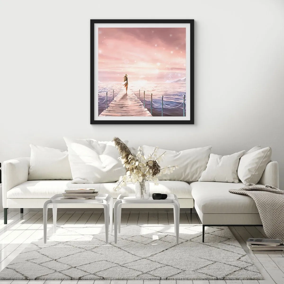 Pôster com moldura preta - À luz de um sonho - 50x50 cm