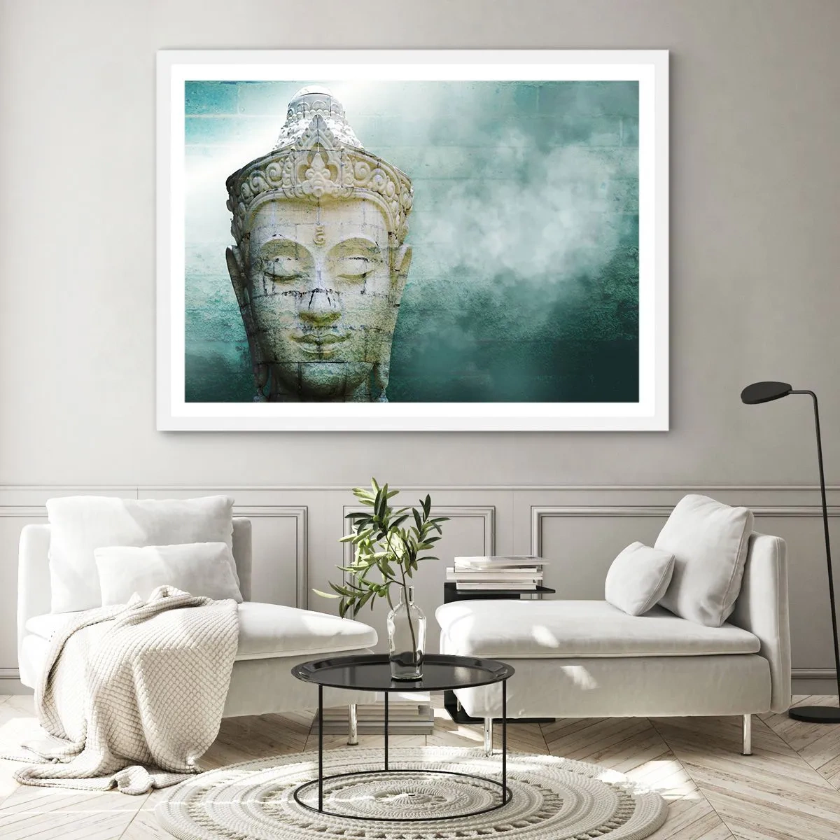 Pôster em moldura branca - Em busca da luz - 100x70 cm