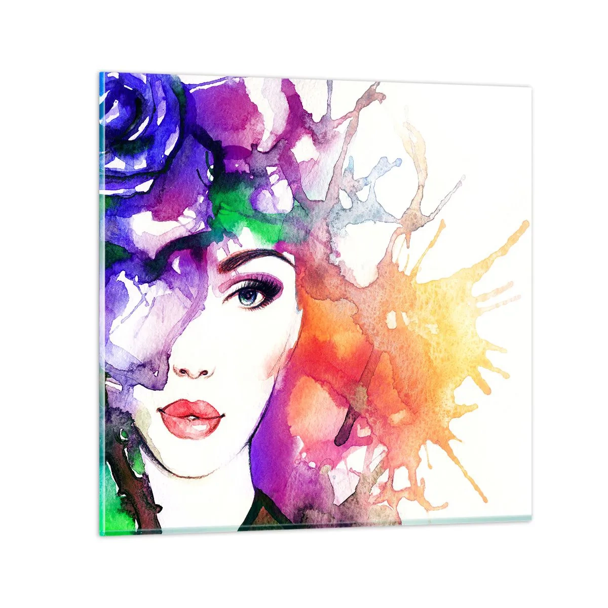 Quadro em vidro - Com a cabeça nas nuvens - 40x40 cm