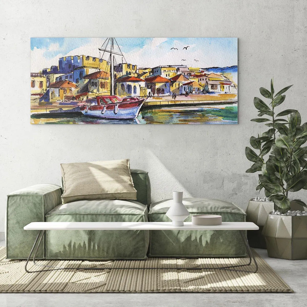 Quadro em vidro - Tarde de arco-íris - 140x50 cm