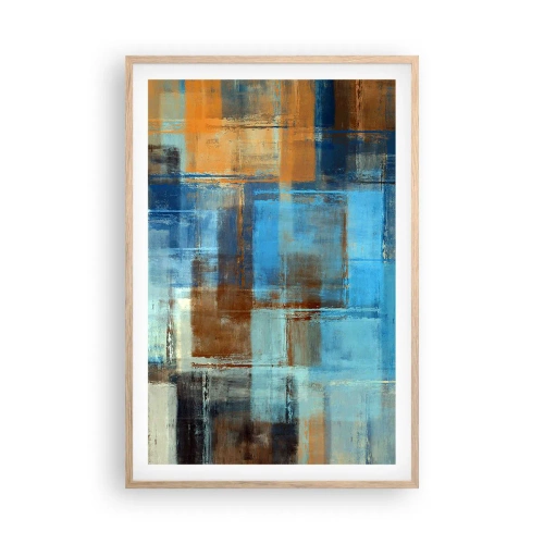 Pôster com moldura de carvalho claro - Através da cortina azul - 61x91 cm