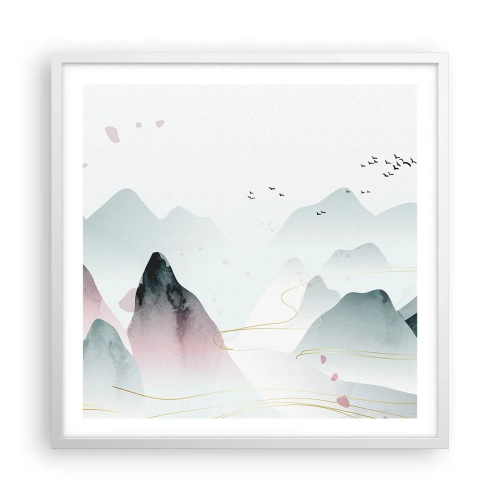 Pôster em moldura branca - Acima dos picos - 60x60 cm