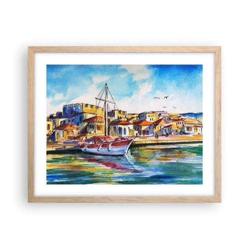 Pôster com moldura de carvalho claro - Tarde de arco-íris - 50x40 cm