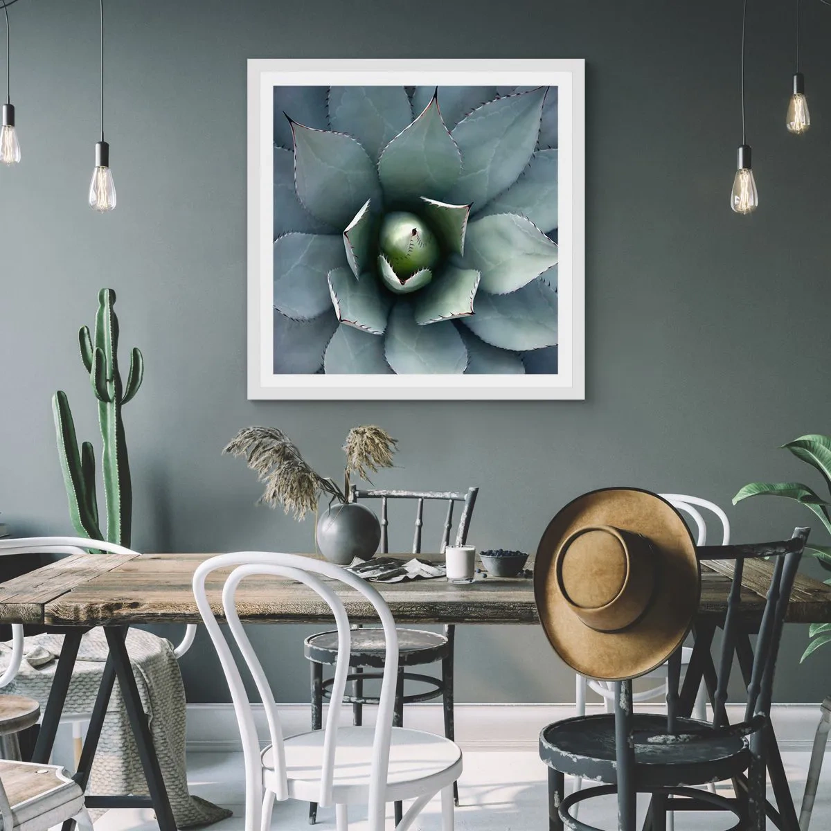 Pôster em moldura branca - Atrai e adverte - 60x60 cm