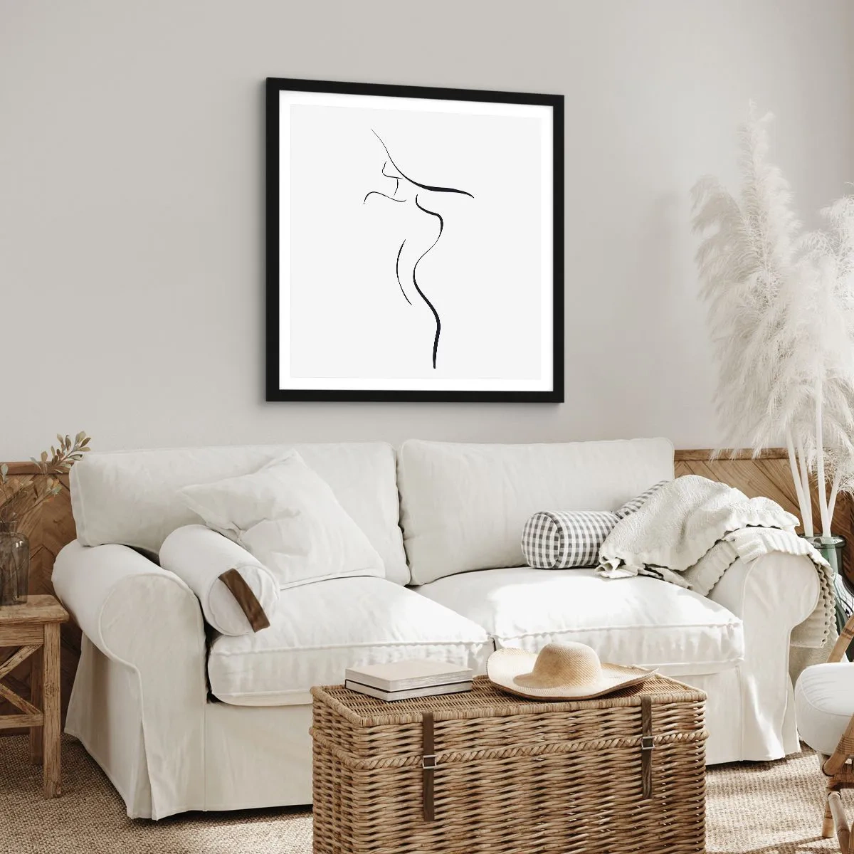 Pôster com moldura preta - Elusiva como uma onda - 40x40 cm
