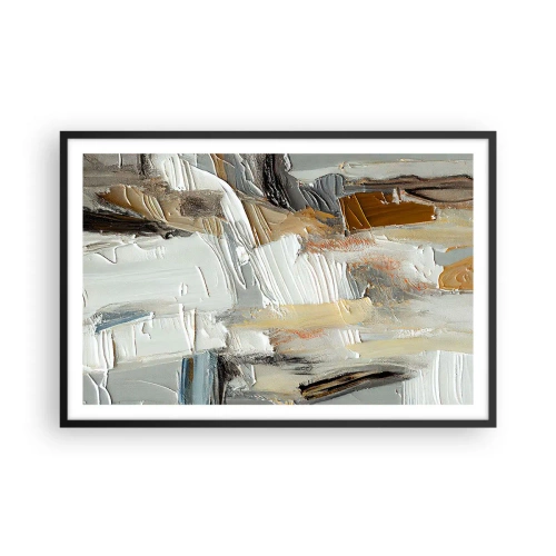 Pôster com moldura preta - Camadas coloridas - 91x61 cm